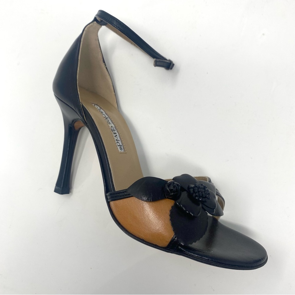 Charles David Floral Applique Ankle Strap Heel Sandal - Picture 11 of 12